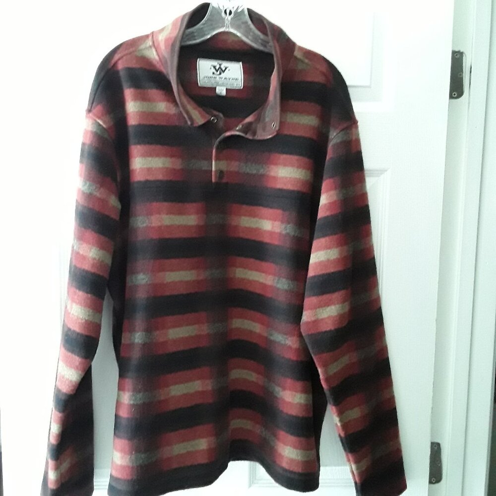 EUC John Wayne Fleece Plaid Pullover Sweatshirt Size XL
